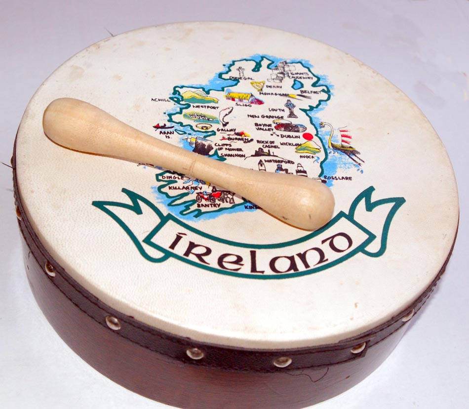 Traditional Irish Music  Picture of an Irish Bodhrán viewed from the 